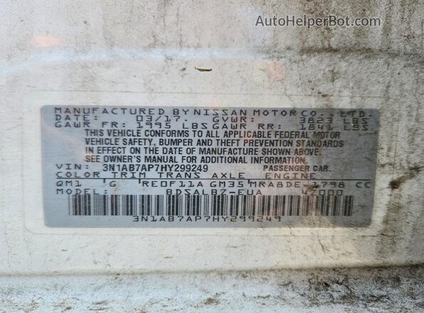 3N1AB7AP7HY299249 2017 NISSAN SENTRA Белый Вид подкапотного пространства