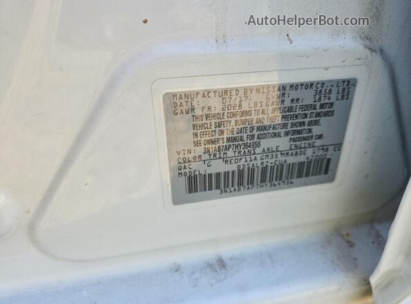 3N1AB7AP7HY364956 2017 NISSAN SENTRA White ძრავის განყოფილების ხედი
