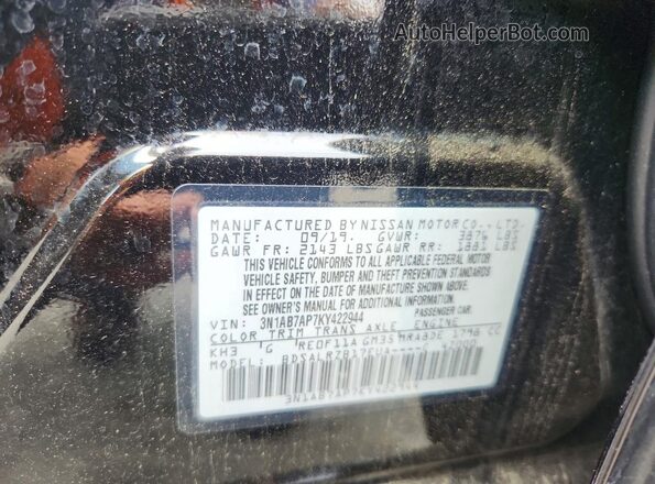 3N1AB7AP7KY422944 2019 NISSAN SENTRA Black Engine compartment view