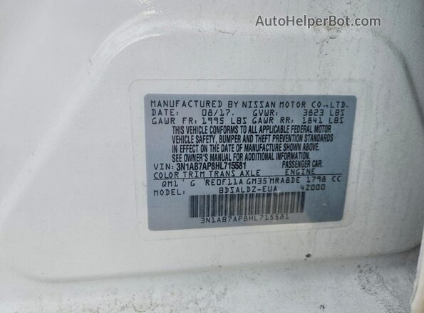 3N1AB7AP8HL715581 2017 NISSAN SENTRA White Engine compartment view