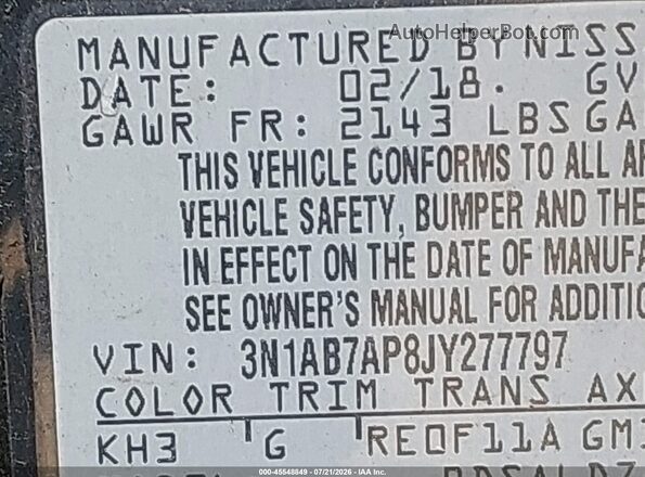 3N1AB7AP8JY277797 2018 NISSAN SENTRA Black Շարժիչի բաժամունքի տեսք