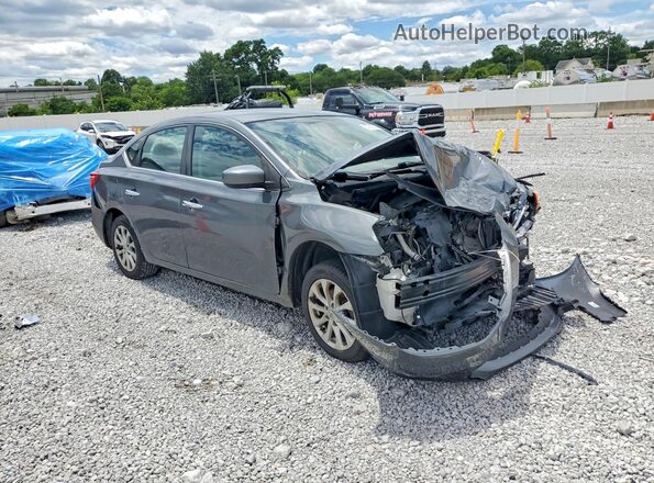 3N1AB7AP8KL613544 2019 NISSAN SENTRA Серый Передняя правая четверть