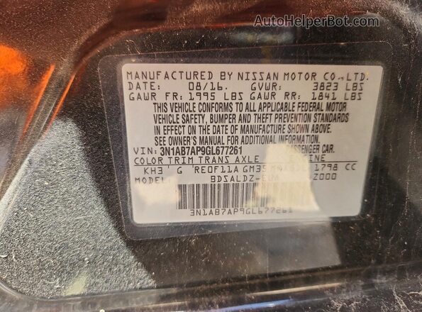 3N1AB7AP9GL677261 2016 NISSAN SENTRA Black Engine compartment view