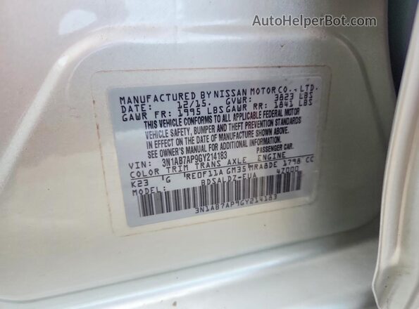 3N1AB7AP9GY214183 2016 NISSAN SENTRA Silver Vista del compartimento del motor