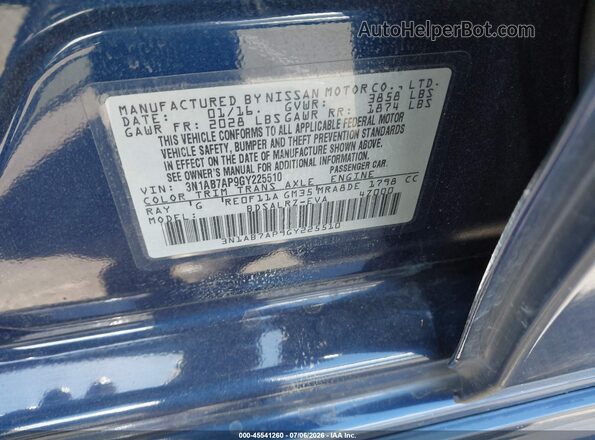 3N1AB7AP9GY225510 2016 NISSAN SENTRA Blue Շարժիչի բաժամունքի տեսք