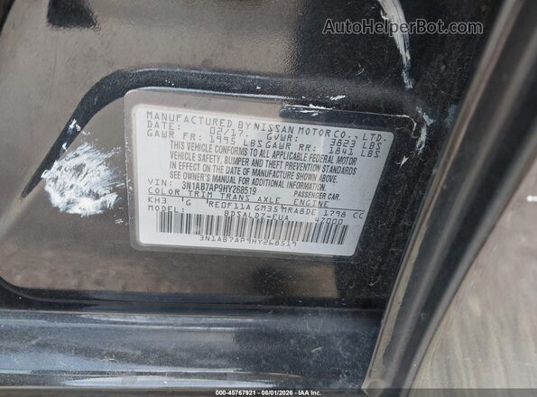 3N1AB7AP9HY268519 2017 NISSAN SENTRA Black Widok komory silnika