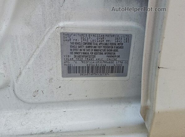 3N1AB7AP9HY327326 2017 NISSAN SENTRA White Вид підкапотного простору