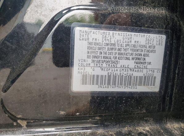 3N1AB7AP9HY394251 2017 NISSAN SENTRA Black Շարժիչի բաժամունքի տեսք