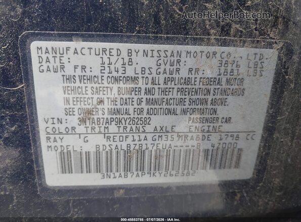 3N1AB7AP9KY262582 2019 NISSAN SENTRA Blue Widok komory silnika