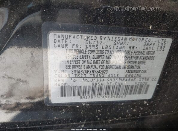 3N1AB7APXHY342823 2017 NISSAN SENTRA Black Vista del compartimento del motor