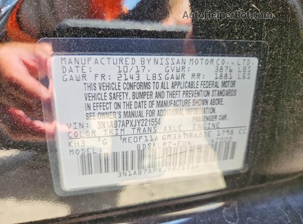 3N1AB7APXJY221554 2018 NISSAN SENTRA Black Engine compartment view