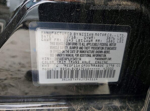 3N1AB7APXJY345114 2018 NISSAN SENTRA Black Вид підкапотного простору