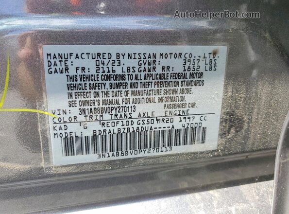 3N1AB8BV0PY270113 2023 NISSAN SENTRA Gray Շարժիչի բաժամունքի տեսք