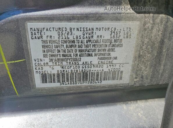 3N1AB8BV0PY280642 2023 NISSAN SENTRA Gray Vista del compartimento del motor