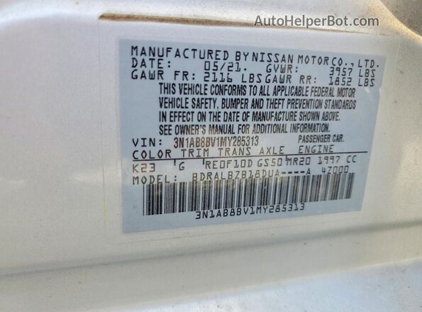 3N1AB8BV1MY285313 2021 NISSAN SENTRA Silver ძრავის განყოფილების ხედი