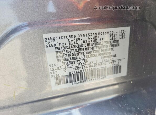 3N1AB8BV1RY370580 2024 NISSAN SENTRA Silver Widok komory silnika