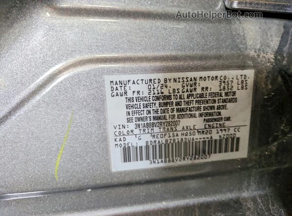 3N1AB8BV2RY282007 2024 NISSAN SENTRA Gray Widok naklejki z numerem VIN