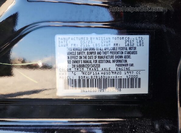 3N1AB8BV2SY345208 2025 NISSAN SENTRA Black ძრავის განყოფილების ხედი