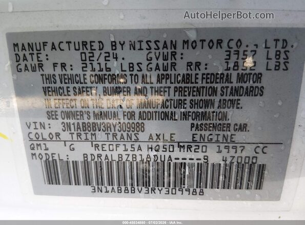 3N1AB8BV3RY309988 2024 NISSAN SENTRA Белый Вид подкапотного пространства