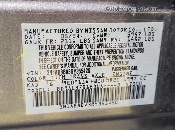 3N1AB8BV3RY355420 2024 NISSAN SENTRA Gray Vista del compartimento del motor