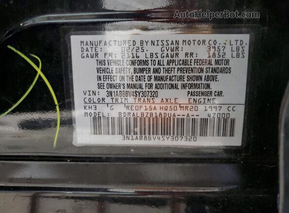 3N1AB8BV4SY307320 2025 NISSAN SENTRA Black ძრავის განყოფილების ხედი