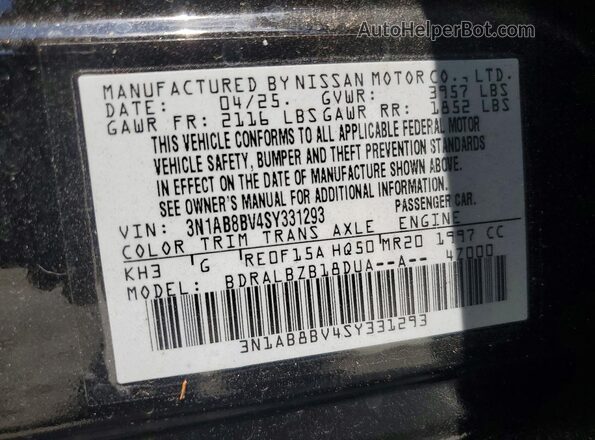 3N1AB8BV4SY331293 2025 NISSAN SENTRA Black Vista del compartimento del motor