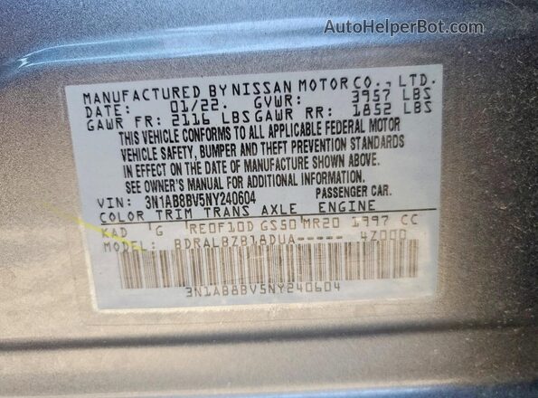 3N1AB8BV5NY240604 2022 NISSAN SENTRA Charcoal Շարժիչի բաժամունքի տեսք