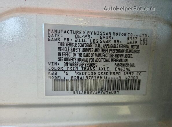 3N1AB8BV5PY296089 2023 NISSAN SENTRA Silver Widok komory silnika