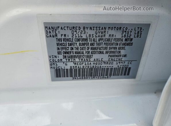 3N1AB8BV5RY218687 2024 NISSAN SENTRA White ძრავის განყოფილების ხედი
