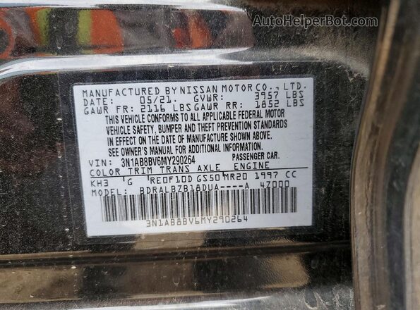 3N1AB8BV6MY290264 2021 NISSAN SENTRA Black Vista del compartimento del motor
