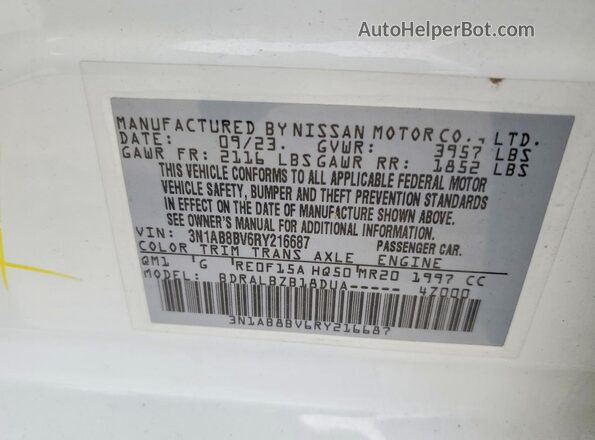 3N1AB8BV6RY216687 2024 NISSAN SENTRA White ძრავის განყოფილების ხედი
