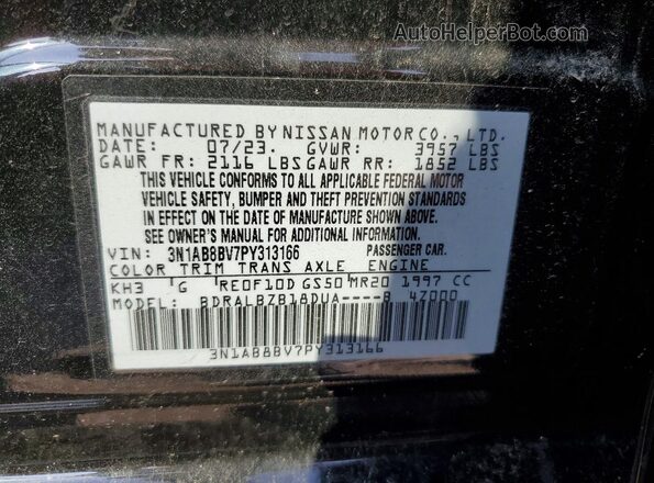 3N1AB8BV7PY313166 2023 NISSAN SENTRA Black Widok naklejki z numerem VIN