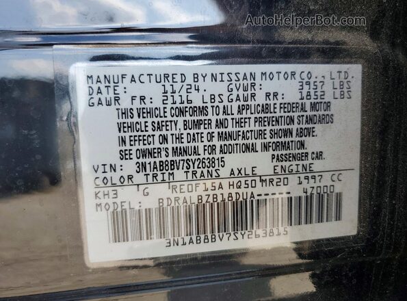 3N1AB8BV7SY263815 2025 NISSAN SENTRA Black ძრავის განყოფილების ხედი