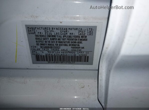 3N1AB8BV8RY292637 2024 NISSAN SENTRA White Widok komory silnika