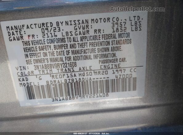 3N1AB8BV9RY221608 2024 NISSAN SENTRA Gray ძრავის განყოფილების ხედი