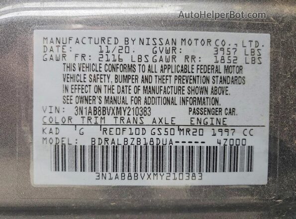 3N1AB8BVXMY210383 2021 NISSAN SENTRA Silver Widok komory silnika