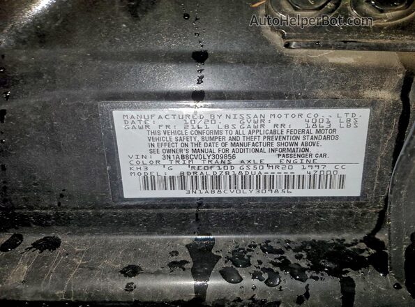 3N1AB8CV0LY309856 2020 NISSAN SENTRA Black Вид підкапотного простору