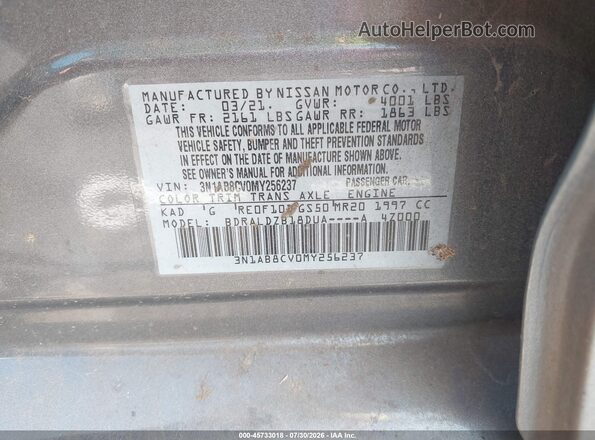 3N1AB8CV0MY256237 2021 NISSAN SENTRA Gray Vista del compartimento del motor