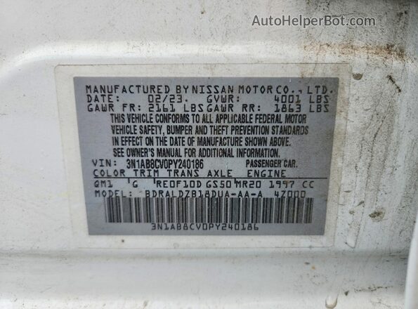 3N1AB8CV0PY240186 2023 NISSAN SENTRA White Вид підкапотного простору