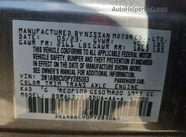 3N1AB8CV0PY285063 2023 NISSAN SENTRA Gray Շարժիչի բաժամունքի տեսք