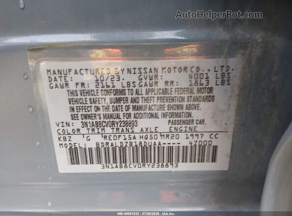 3N1AB8CV0RY238893 2024 NISSAN SENTRA Gray Շարժիչի բաժամունքի տեսք