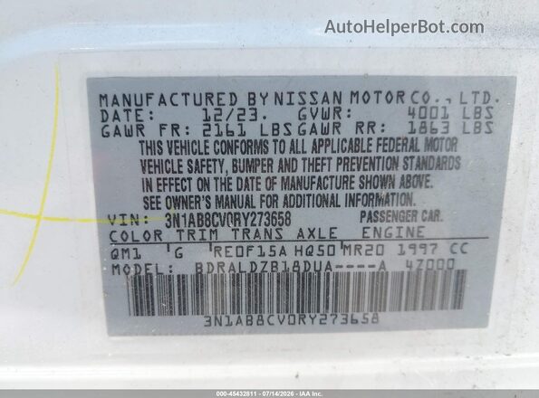 3N1AB8CV0RY273658 2024 NISSAN SENTRA Белый Вид подкапотного пространства