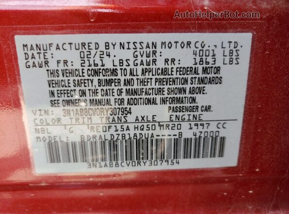 3N1AB8CV0RY307954 2024 NISSAN SENTRA Бордовый Вид подкапотного пространства