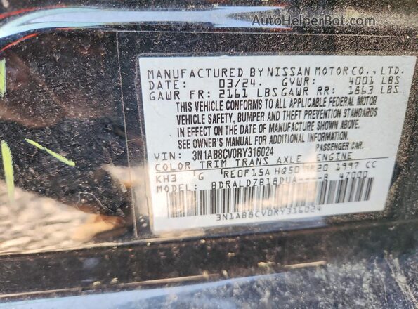 3N1AB8CV0RY316024 2024 NISSAN SENTRA Black Widok komory silnika