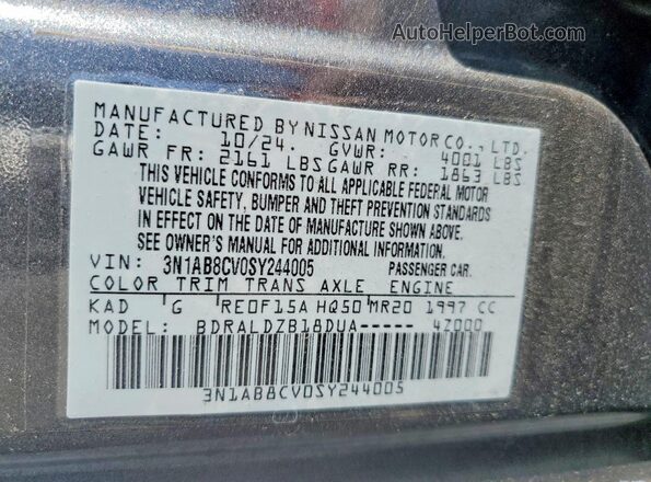 3N1AB8CV0SY244005 2025 NISSAN SENTRA Charcoal Vista del compartimento del motor