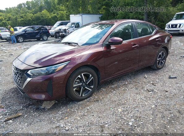 3N1AB8CV0SY287484 2025 NISSAN SENTRA Maroon წინა მარცხენა ხედი სამი მეოთხედიდან