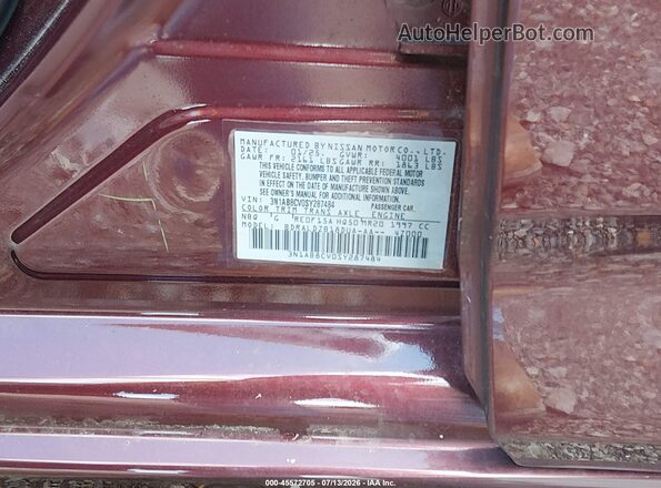 3N1AB8CV0SY287484 2025 NISSAN SENTRA Maroon ძრავის განყოფილების ხედი