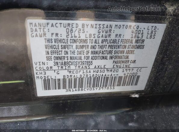3N1AB8CV0SY397855 2025 NISSAN SENTRA Black ძრავის განყოფილების ხედი