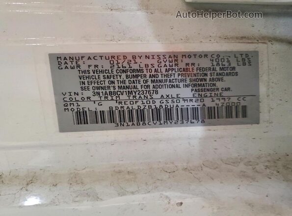 3N1AB8CV1MY237678 2021 NISSAN SENTRA White Widok komory silnika