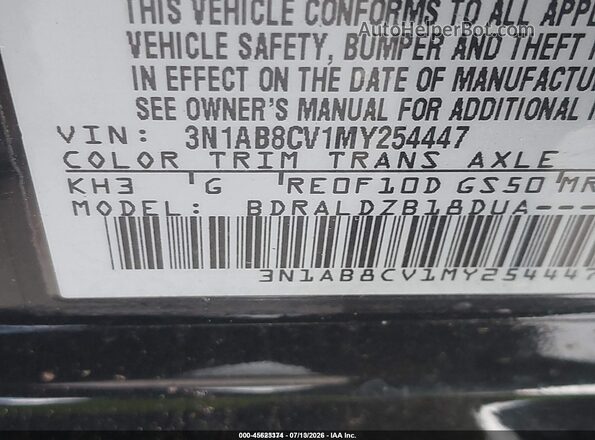 3N1AB8CV1MY254447 2021 NISSAN SENTRA Black Widok komory silnika